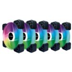 Kit 5 Cooler Fan Hayom FC1306 RGB 120mm 12cm S/Controladora - FC1306