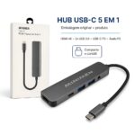 Hub Adaptador USB-C 5 em 1 HDMI 4K 2x USB  3.0 PD Audio P2 - Imagem 3