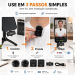 Mini Microfone Duplo Sem Fio Lapela Duplo iPhone Android - Imagem 5