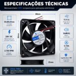 Cooler Microventilador Storm 2700 RPM  24V 80X80X25mm Preto - MVDC0007 - Imagem 4