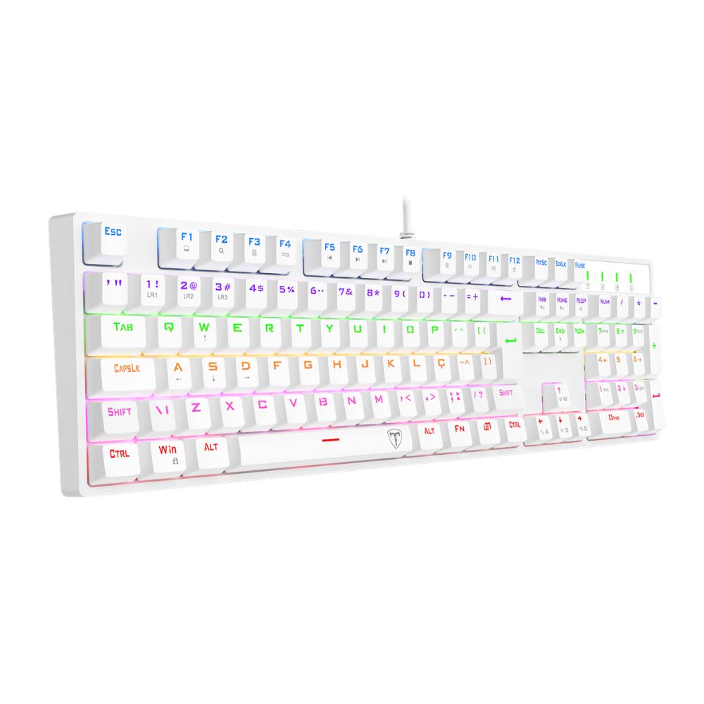 Teclado Gamer T-Dagger Rebel Mecânico Rainbow Switch Marrom USB Branco  - T-TGK328W-BR - Imagem 4