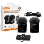 Mini Microfone Duplo Sem Fio Lapela Duplo iPhone Android