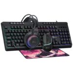 Kit 4 Em 1 Kalkan Baldur Mouse 7200DPI Teclado Membrana Mousepad E Headset - KLK00097