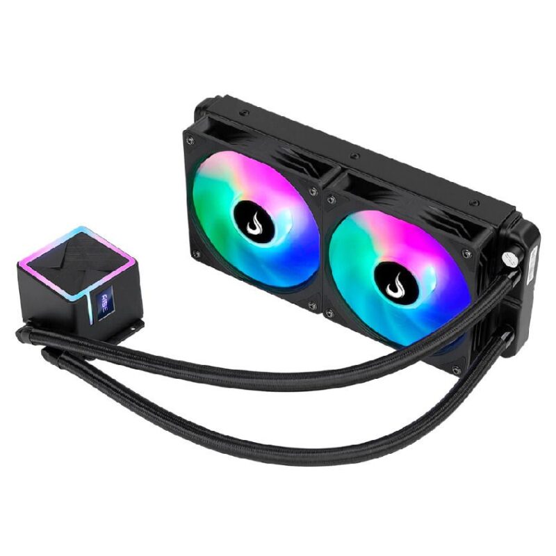 aa09f68b31d0d471d23fd15c3c05183d.jpg Water Cooler Rise Mode Black 240mm RGB Rainbow 2000RPM - RM-WCB-02-RBW - Imagem 1