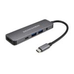 Hub Adaptador USB-C 5 em 1 HDMI 4K 2x USB  3.0 PD Audio P2