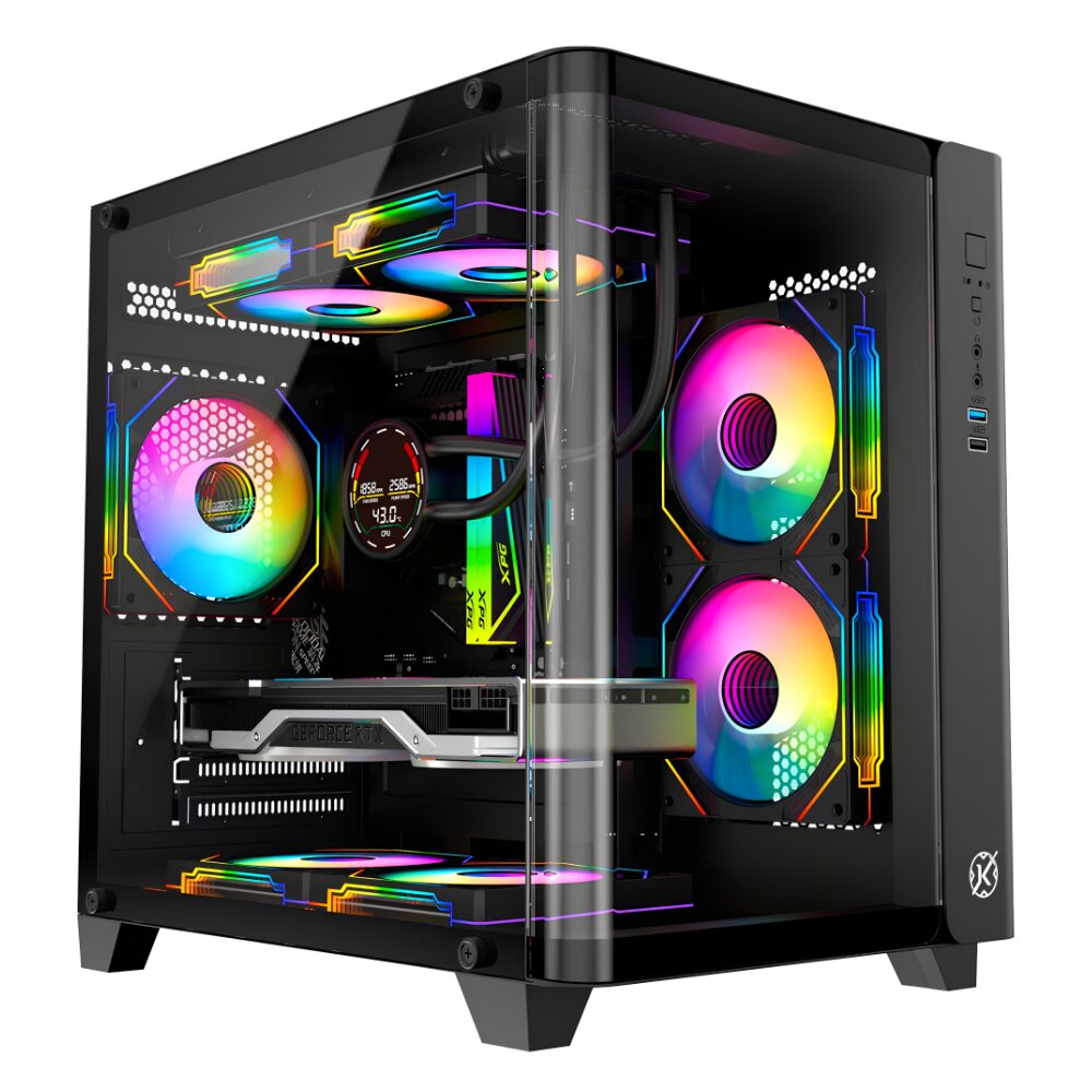f21ebb785f2ce3af9f53b8d4d445a118.jpg Gabinete Gamer Kalkan Midgard Curve Aquário S/Fan S/Fonte Micro-ATX Painel Frontal Vidro Preto - KLK00072 - Imagem 1