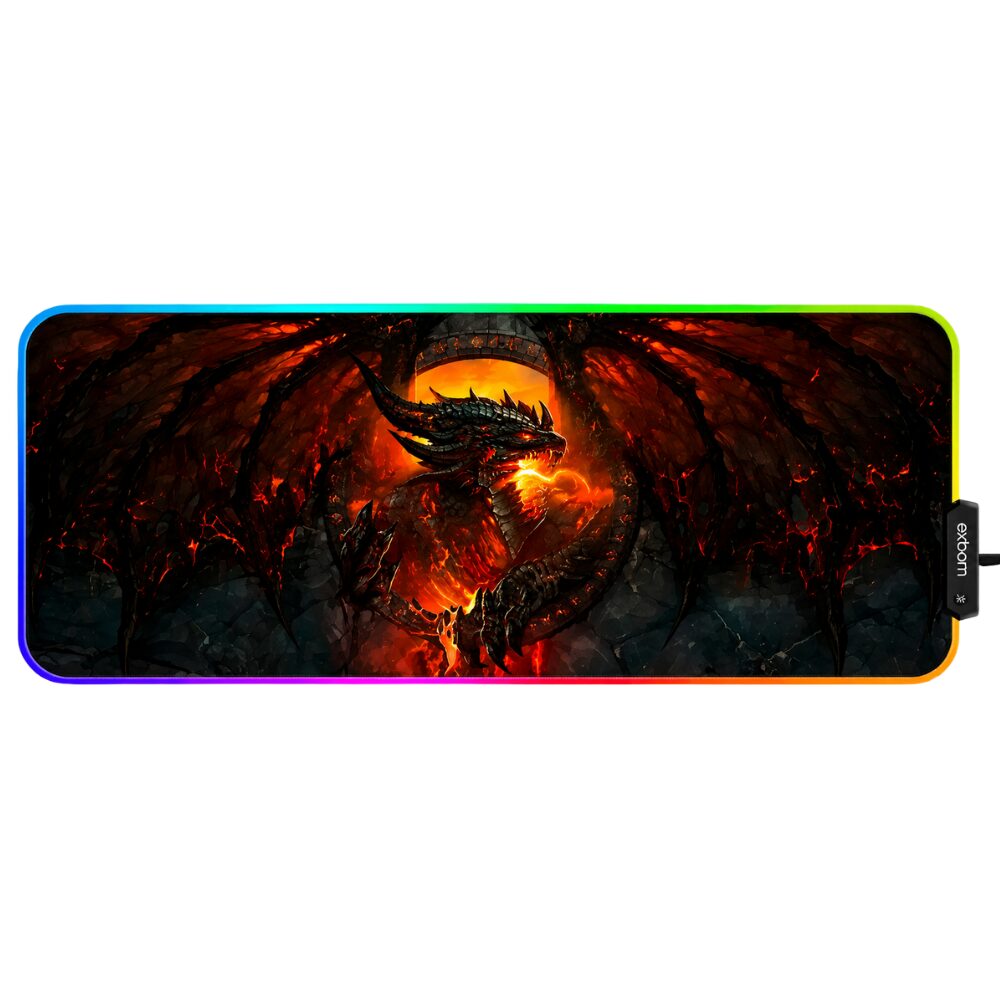 11e77e66d4156d3372c9ea7640f731ef.jpg Mousepad Gamer Exbom Dragão Borda Led RGB 13 Cores 30x80cm - MP-LED3080C01 - Imagem 1
