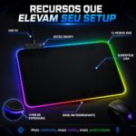 Mousepad Gamer Exbom Borda Led RGB 13 Cores 35x25cm USB Preto - MP-LED2535 - Imagem 5