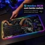Mousepad Gamer Exbom Dragão Borda Led RGB 13 Cores 80x30cm - MP-LED3080C51 - Imagem 5