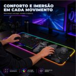 Mousepad Gamer Exbom Mapa-Múndi Borda Led RGB 13 Cores 80x30cm Preto -  MP-LED3080C28 - Imagem 5