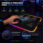 Mousepad Gamer Exbom Mapa-Múndi Borda Led RGB 13 Cores 80x30cm Preto -  MP-LED3080C28 - Imagem 3
