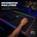 Mousepad Gamer Exbom Borda Led RGB 13 Cores 30x80cm USB Preto - MP-LED3080 - Imagem 4
