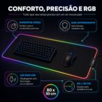Mousepad Gamer Exbom Borda Led RGB 13 Cores 30x80cm USB Preto - MP-LED3080 - Imagem 2