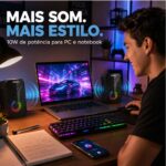 Caixa De Som Gamer Exbom Com Led USB P2 Plug E Play Preto  - CS-C54 - Imagem 4