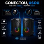Caixa De Som Gamer Exbom Com Led USB P2 Plug E Play Preto  - CS-C54 - Imagem 5