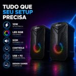 Caixa De Som Gamer Exbom Com Led USB P2 Plug E Play Preto  - CS-C54 - Imagem 6