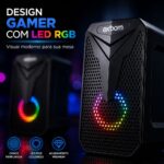 Caixa De Som Gamer Exbom Com Led USB P2 Plug E Play Preto  - CS-C54 - Imagem 7