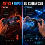Cooler Para Celular Smartphone Exbom X20 Led Azul Dupla Velocidade Preto - Imagem 5