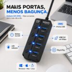 Hub USB 3.0 4 Em 1 Exbom 4 Portas Com Switch e Led 5Gbps Botões On/Off - UH-314S - Imagem 2