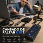 Hub USB 3.0 4 Em 1 Exbom 4 Portas Com Switch e Led 5Gbps Botões On/Off - UH-314S - Imagem 3