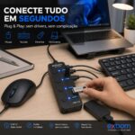 Hub USB 3.0 4 Em 1 Exbom 4 Portas Com Switch e Led 5Gbps Botões On/Off - UH-314S - Imagem 4