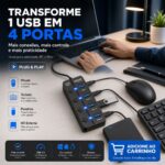 Hub USB 3.0 4 Em 1 Exbom 4 Portas Com Switch e Led 5Gbps Botões On/Off - UH-314S - Imagem 7