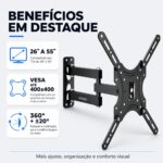 Suporte Articulado Para TV Exbom 26 a 55" Universal P/ Parede Até 360° - SPTV-E330 - Imagem 7