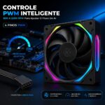 Kit 4 Fans Kalkan Halo ARGB 120mm 2200RPM Preto - KLK00019 - Imagem 6
