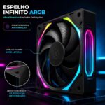 Kit 5 Fans Kalkan Halo ARGB 120mm 2200RPM Preto - KLK00019 - Imagem 7