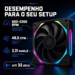 Kit 4 Fans Kalkan Halo ARGB 120mm 2200RPM Preto - KLK00019 - Imagem 8