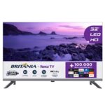 Smart TV 32" HD Britânia B32KRA DLED Roku TV Tela Plana Wi-Fi Dolby Audio VA