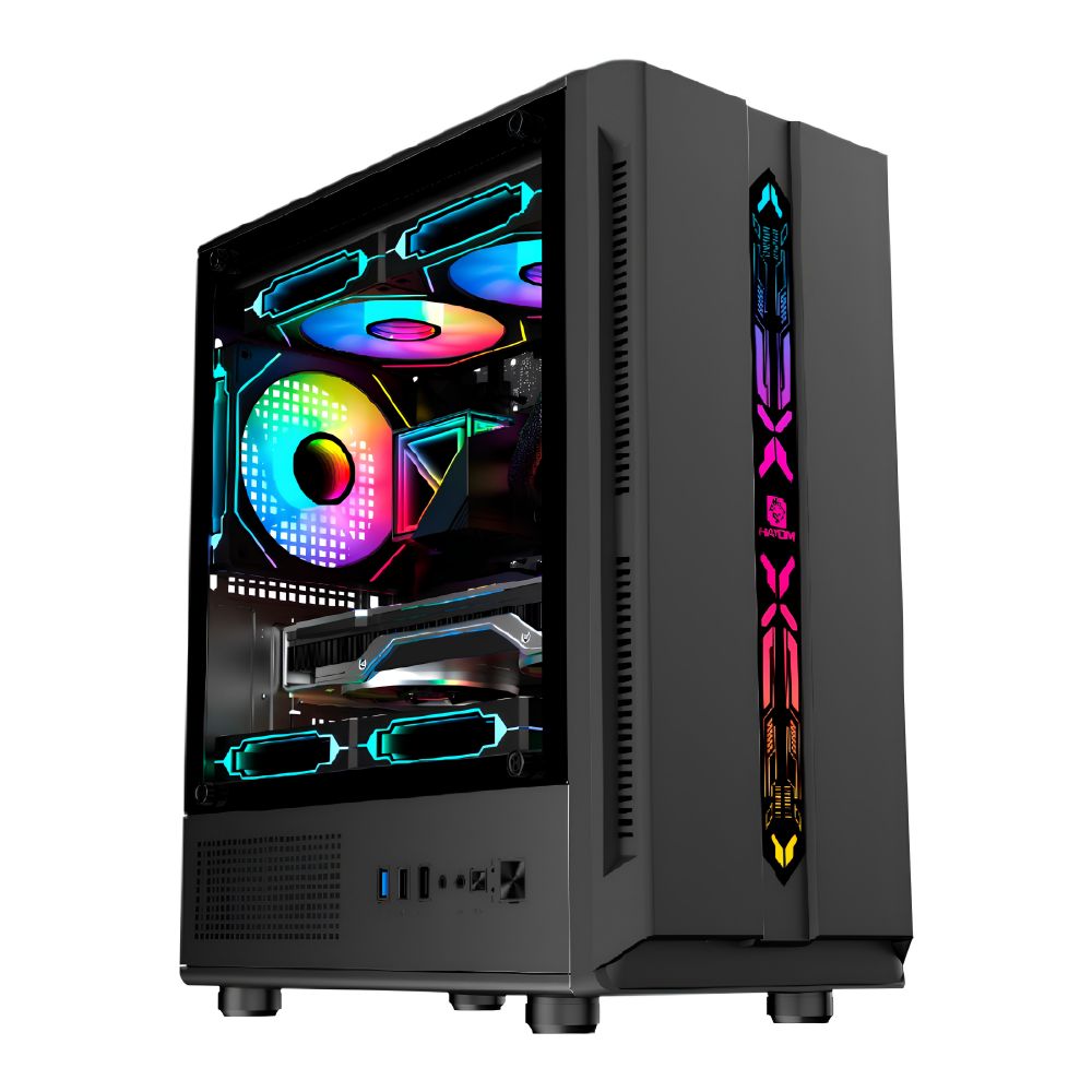 d726674b18f9aa4b4e02caf4004bab4b.jpg Gabinete Gamer Hayom S/ Fans Micro ATX ITX Preto - GB1726 - Imagem 1