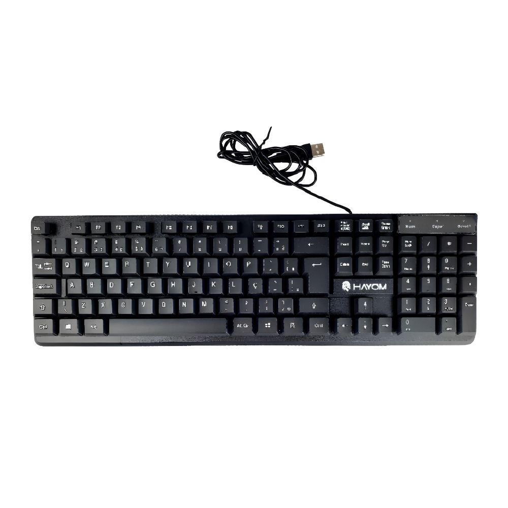 fee34a62304d7ffefadc14cdeeebdaee.jpg Teclado Office Hayom TC3207 Com Fio USB ABNT2 Plug and Play Preto - TC3207 - Imagem 1