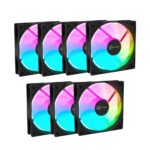 Kit 7 Fans Kalkan Lumen RGB 7x120mm 1500RPM 1.19mmH2O Preto - KLK00018