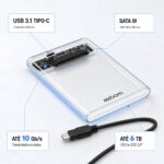 Case Gaveta HD SSD 2.5 USB 3.1 Tipo-C SATA III 10 Gbps 6 TB Transparente CGHD-40 - Imagem 2