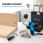 Mini Parafusadeira Sem Fio Recarregável 4.8V 49 Peças Exbom  Tipo C C/ Maleta 180 Rpm - Imagem 4