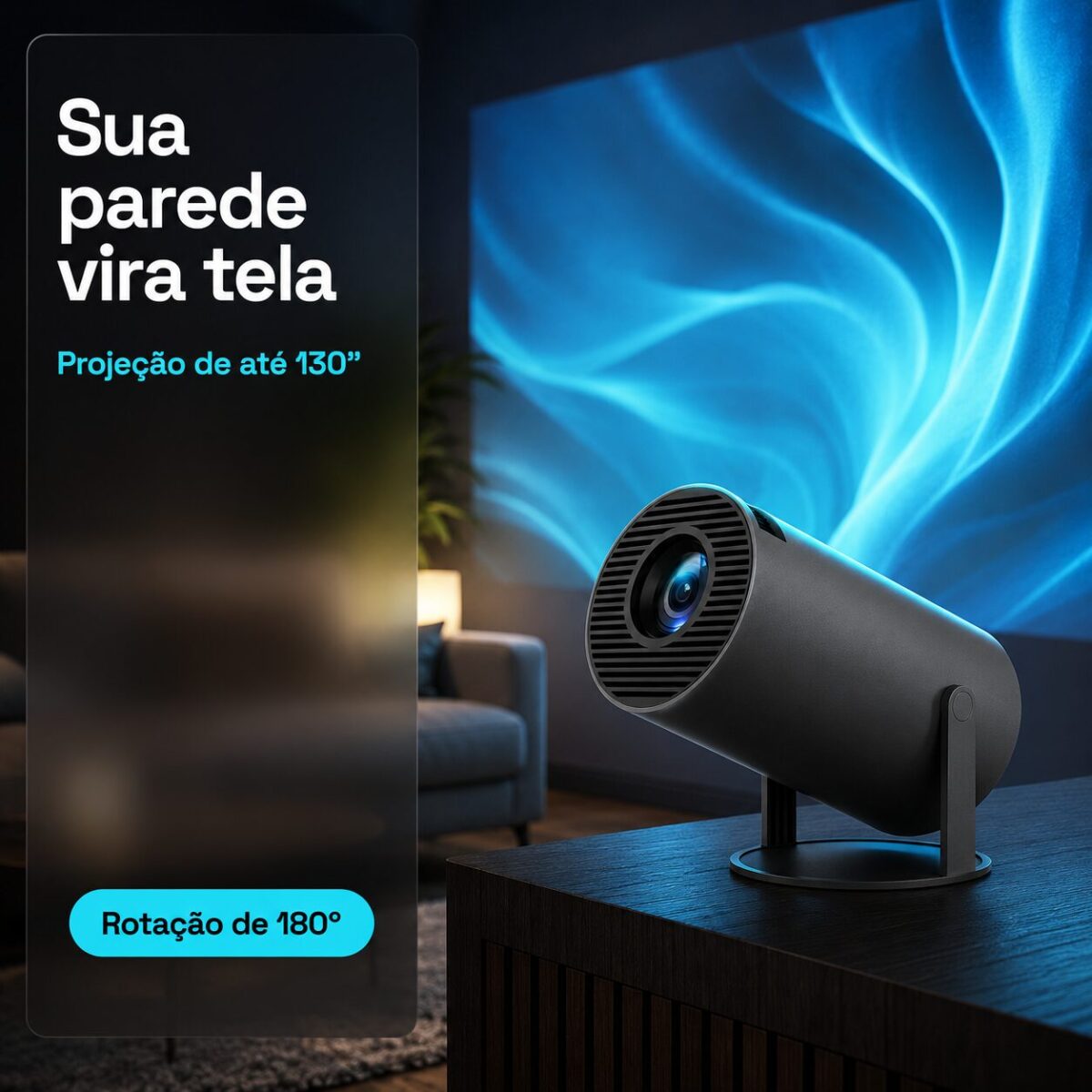 Projetor Portátil a'Gold 720p Wi-Fi Suporte 4K HDMI USB Até 130" Preto - PGT-HY330 - Imagem 2
