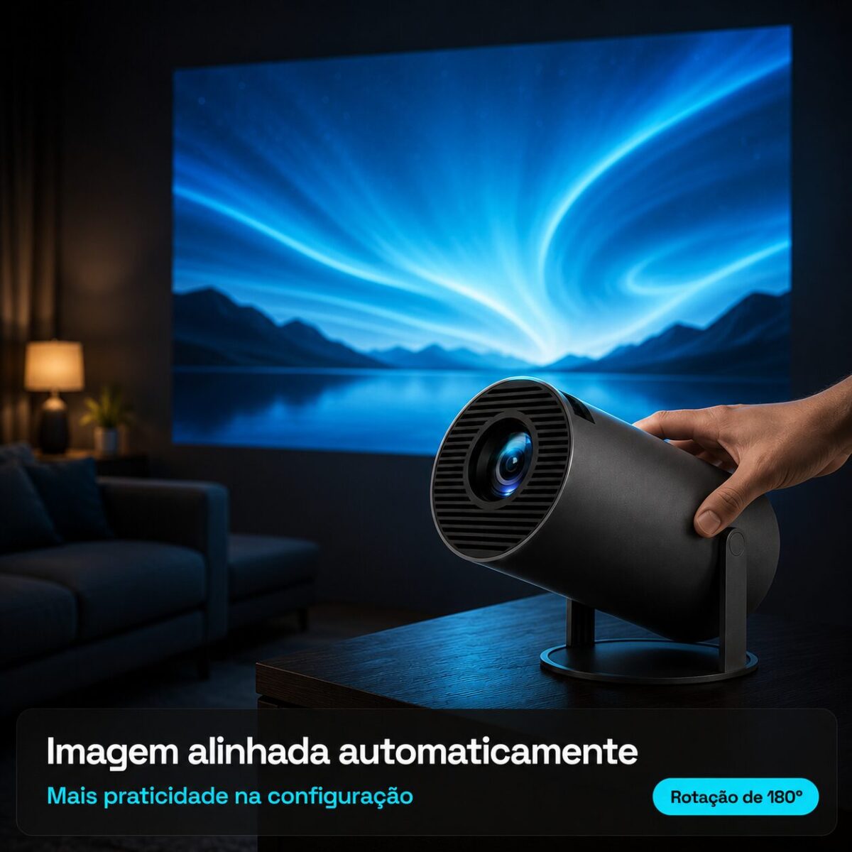 Projetor Portátil a'Gold 720p Wi-Fi Suporte 4K HDMI USB Até 130" Preto - PGT-HY330 - Imagem 3