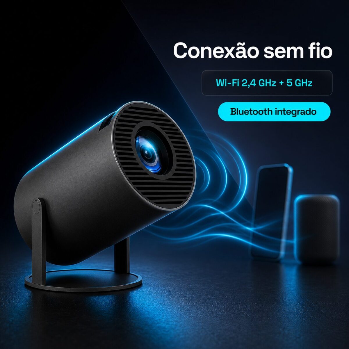 Projetor Portátil a'Gold 720p Wi-Fi Suporte 4K HDMI USB Até 130" Preto - PGT-HY330 - Imagem 5