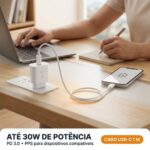 Kit Carregador e Cabo Turbo a'Gold USB-C 30W  Branco - CA37-3 - Imagem 3