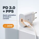 Kit Carregador e Cabo Turbo a'Gold USB-C 30W  Branco - CA37-3 - Imagem 4