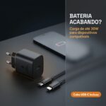 Kit Carregador e Cabo Turbo a'Gold USB-C 30W Preto - CA37-3 - Imagem 3