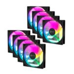 Kit 8 Fans Kalkan Lumen RGB 8x120mm 1500RPM 1.19mmH2O Preto - KLK00018 - Imagem 3