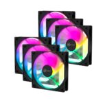 Kit 6 Fans Kalkan Lumen RGB 6x120mm 1500RPM 1.19mmH2O Preto - KLK00018 - Imagem 3