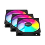 Kit 3 Fans Kalkan Lumen RGB 3x120mm 1500RPM 1.19mmH2O Preto - KLK00018 - Imagem 2