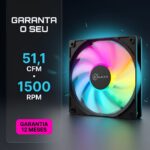Kit 3 Fans Kalkan Lumen RGB 3x120mm 1500RPM 1.19mmH2O Preto - KLK00018 - Imagem 7
