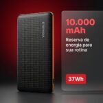 Carregador Portátil 3 Em 1 10000mAh 37Wh E'spada USB-C Micro V8 E Lighting Preto - PN-951E - Imagem 4