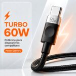 Cabo Turbo 60W Max USB-C Para USB-C a'Gold 1M Prata - CB125 - Imagem 2