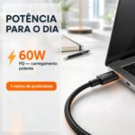 Cabo Turbo 60W Max USB-C Para USB-C a'Gold 1M Preto - CB125 - Imagem 4