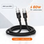 Cabo Turbo 60W Max USB-C Para USB-C a'Gold 1M Prata - CB125 - Imagem 3